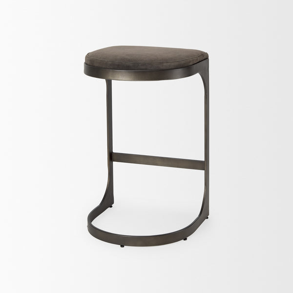 Tyson 17L x 18W x 28H Brown/Gray Suede W/ Metal Frame Counter Stool