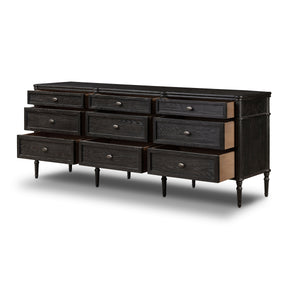 Toulouse 9 Drawer Dresser In Dstrssd Black