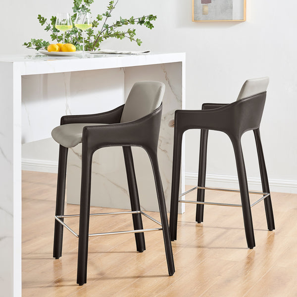 Stella Faux Leather Counter Stool, Taupe/Dark Brown