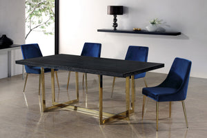 Lynette Dining Chair In Navy Velvet and Gold