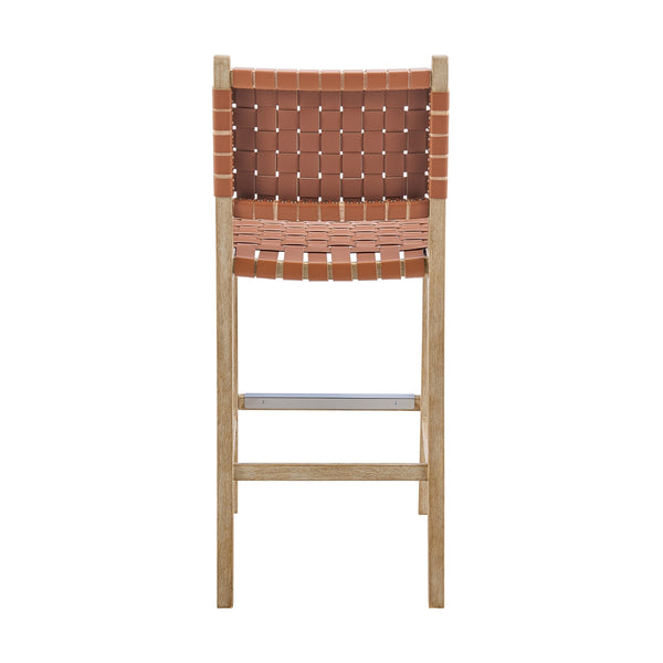 Marco Faux Leather Counter Stool Drift Wood Frame, Ochre Brown 