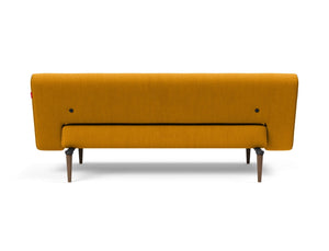 UNFURL SOFA BED in ELEGANCE BURNED CURRY FABRIC WITH Dark Wood LEGS 507