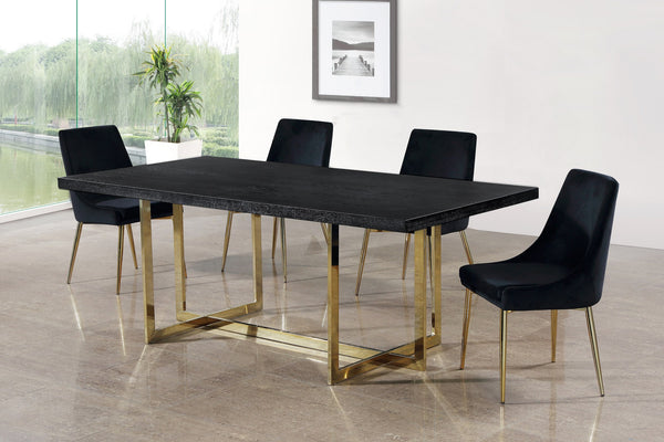Lynette Dining Chair In Black Velvet and Gold