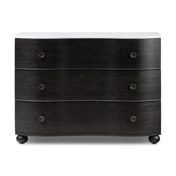 Tiago Marble Chest - Distressed Black