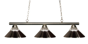 Sharp Shooter 3 Light Billiard Light in Brushed Nickel Finish