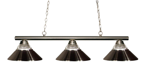 Sharp Shooter 3 Light Billiard Light in Brushed Nickel Finish