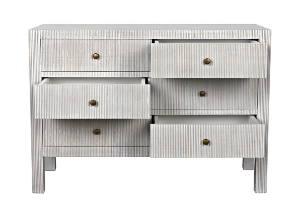 Conrad 6-Drawer Mahogany and Veneer Dresser in White Wash