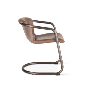 Portofino Distressed Jet Brown Leather Dining Chair
