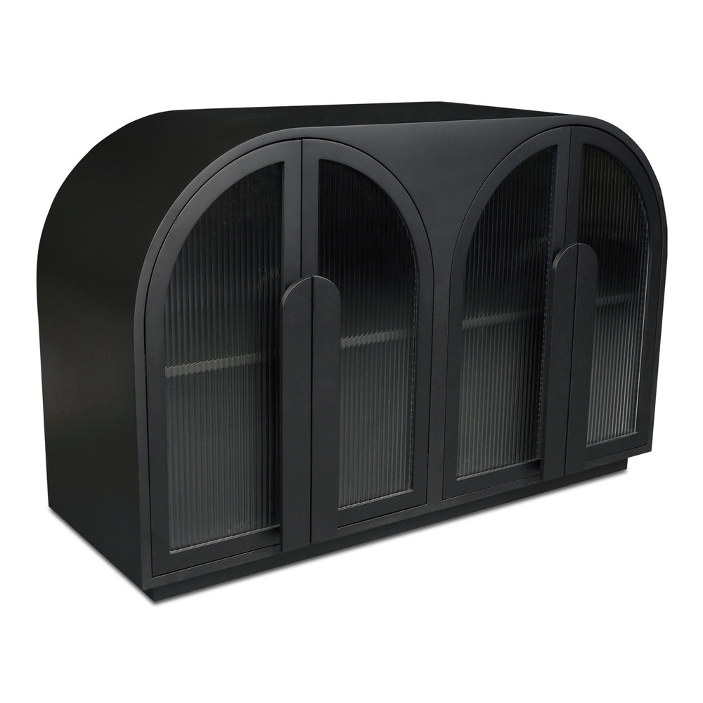Salone Cabinet in Black with Reeded Glass
