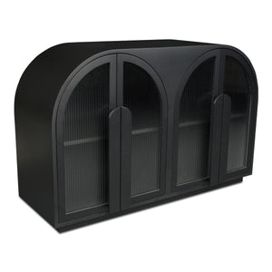 Salone Cabinet in Black with Reeded Glass
