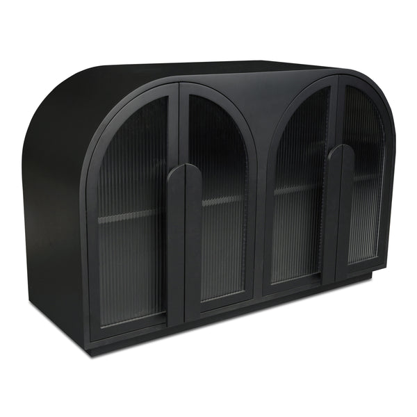 Salone Cabinet in Black with Reeded Glass