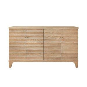 FOUR DOOR BUFFET WITH HORIZONTAL FLUTED DETAIL IN CERUSED OAK