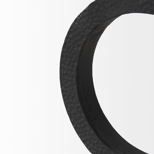 Rafiki Two Blackened Hammered Finish Metal Conjoined Circles
