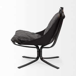 Colarado Black Leather Cushions w/ Black Metal Frame Sling-Style Accent Chair