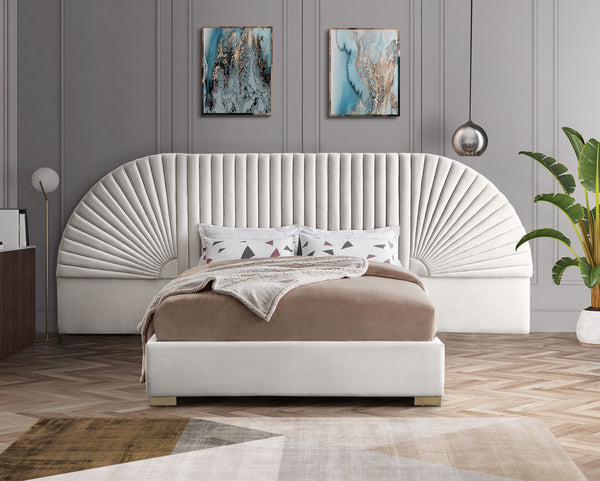 Diana King Bed In Cream Velvet