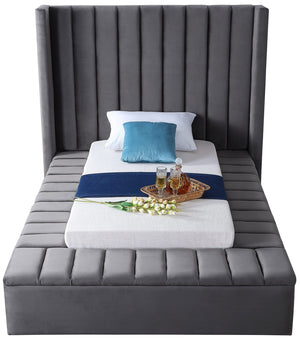Joanne Twin Bed In Grey Velvet