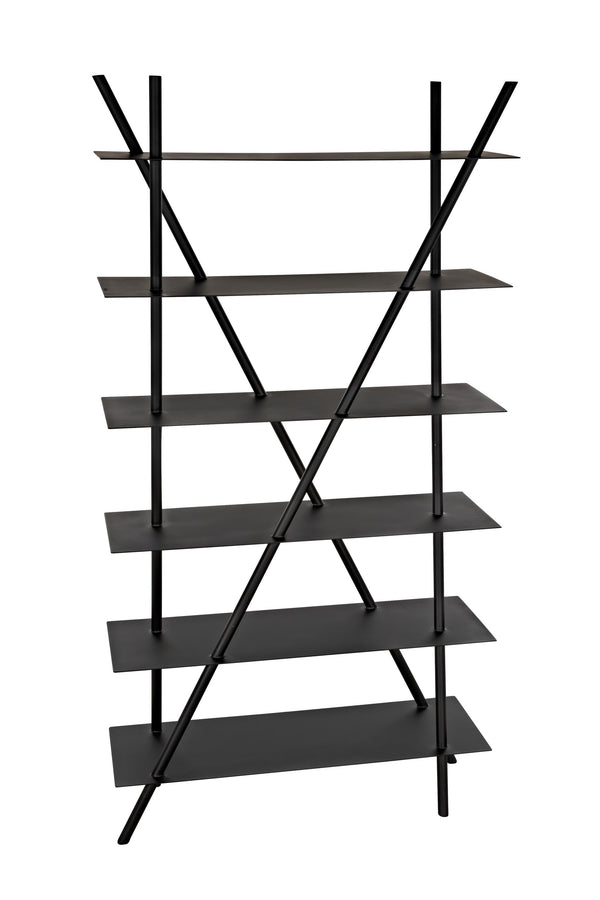 Siddhartha Industrial Steel Bookcase in Matte Black