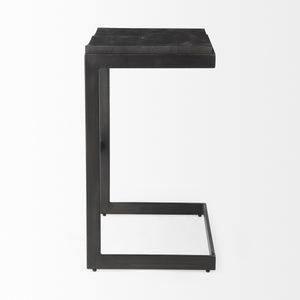 Kiran 17L x 17W x 30H Black Wood W/ Black Metal Base C-Shape Bar Stool
