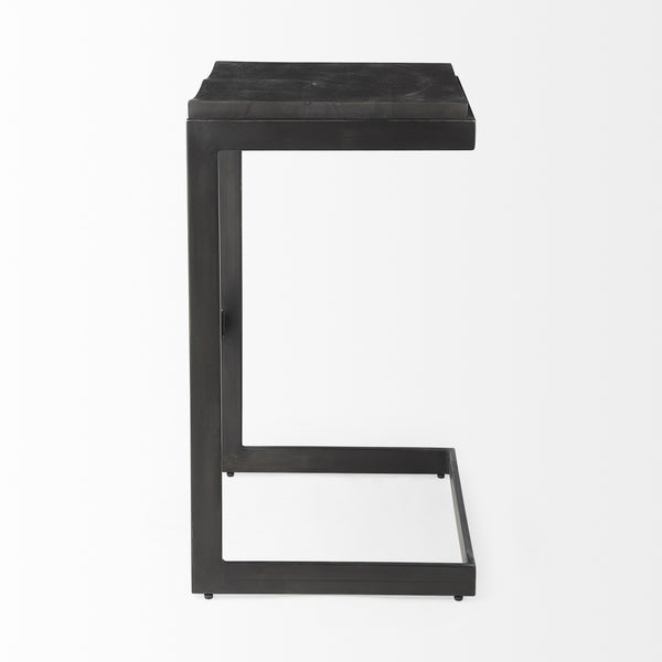 Kiran 17L x 17W x 30H Black Wood W/ Black Metal Base C-Shape Bar Stool