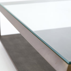 Shagreen Shadow Box Coffee Table-Brass