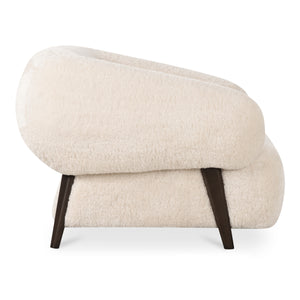 Moe's Devlin Lounge Chair in Cream Faux Fur