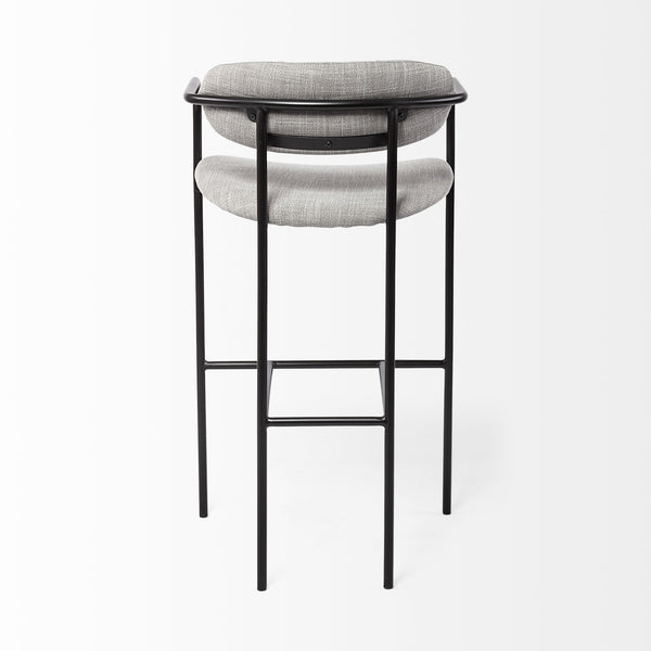Parker Gray Fabric Seat Black Metal Bar Stool