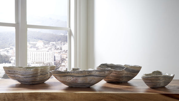 Cast Gray Onyx Bowl, Faux Finish, Large
