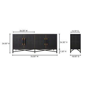 Mako Sideboard in Black Oak with Gold Accents