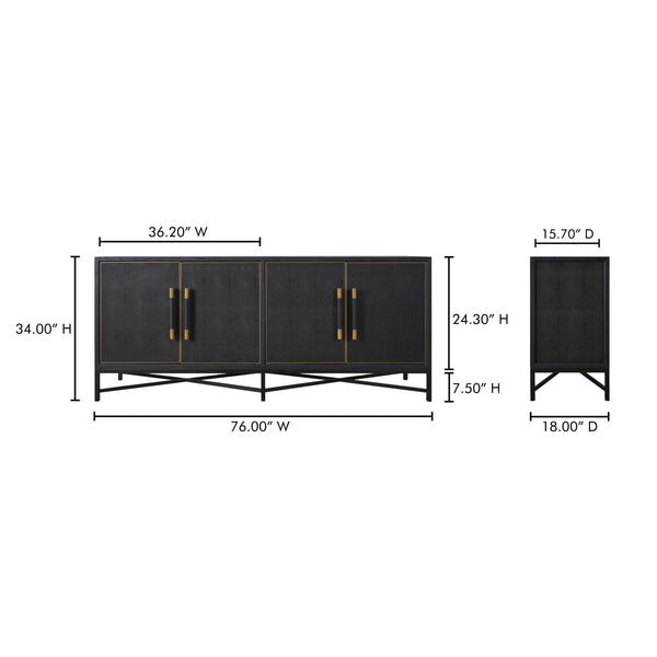 Mako Sideboard in Black Oak with Gold Accents