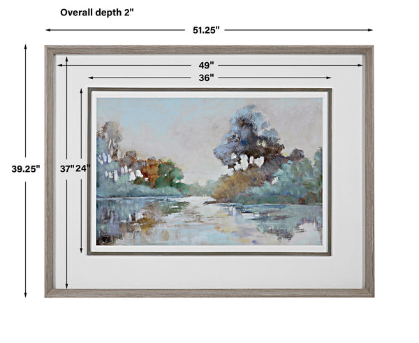 Morning Lake Watercolor Framed Print