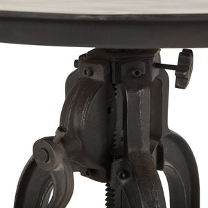 Industrial Loft 24-Inch Adjustable Crank Iron Side Table with Matte Black Finish