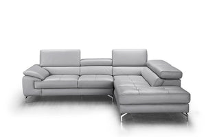 Toni Premium Leather Sectional In Right Facing Chaise