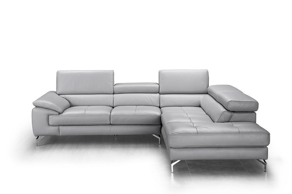Toni Premium Leather Sectional In Right Facing Chaise
