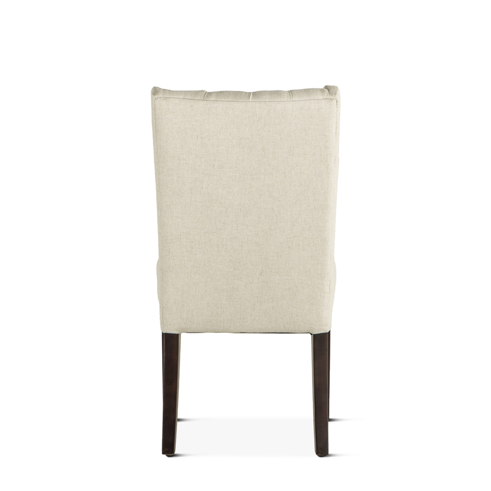 Lara Off-White Linen Dining Chair with Dark Walnut Legs