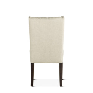 Lara Off-White Linen Dining Chair with Dark Walnut Legs