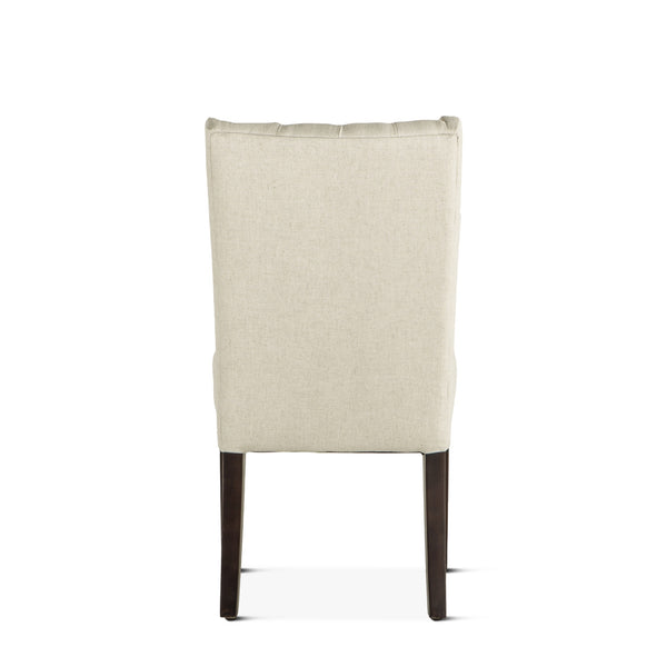 Lara Off-White Linen Dining Chair with Dark Walnut Legs