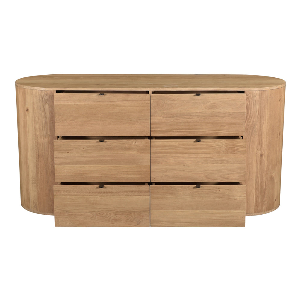 Moe's Theo 6 Drawer Dresser in Natural Oak