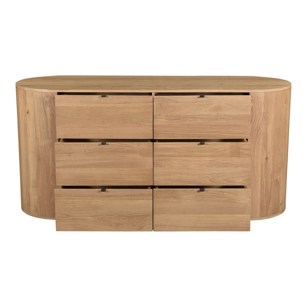 Moe's Theo 6 Drawer Dresser in Natural Oak