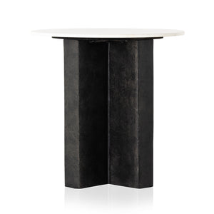 Terrell Round End Table In Plsh White