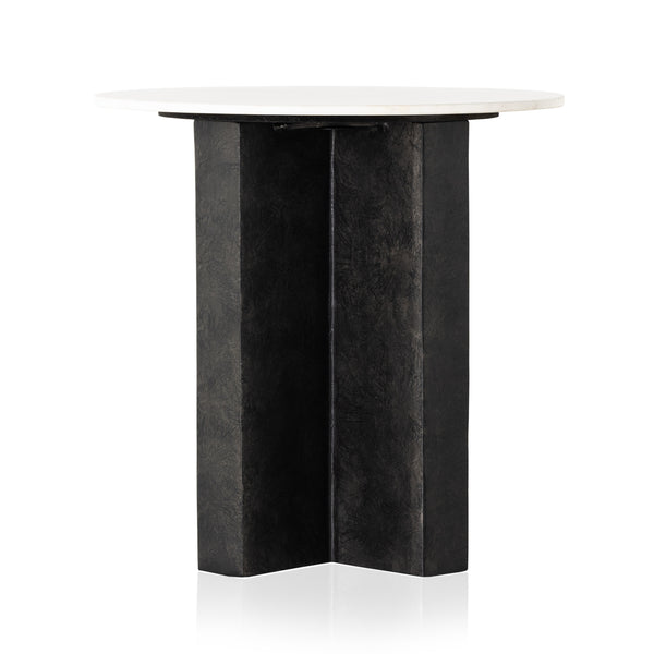Terrell Round End Table In Plsh White