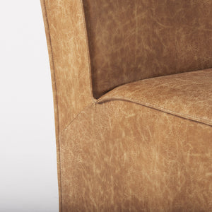 Damon 19.8L x 26.3W x 31.8H Cognac Brown Faux Leather Dining Chair