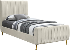Marcos Twin Bed In Cream Velvet