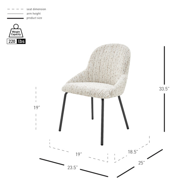 Katrisa KD Boucle Dining Side Chair, Zenith White