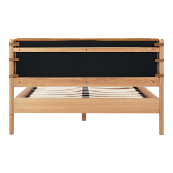 Colby King Bed with Leather Headboard and Oak Legs