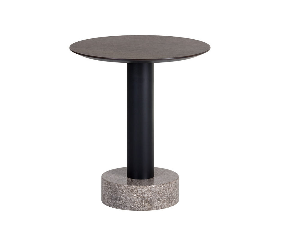 Monaco End Table - Black - Light Grey Marble / Raw Umber