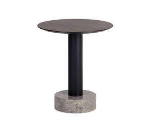 Monaco End Table - Black - Light Grey Marble / Raw Umber