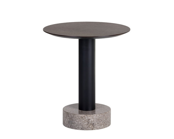 Monaco End Table - Black - Light Grey Marble / Raw Umber
