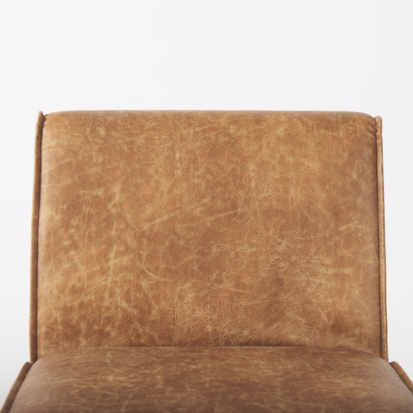 Damon 19.8L x 26.3W x 31.8H Cognac Brown Faux Leather Dining Chair