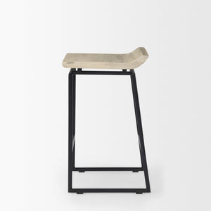 Givens 14.0L x 15.8W x 25.8H Natural Wood W/Black Metal Counter Stool
