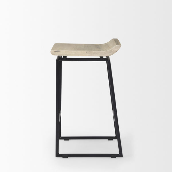 Givens 14.0L x 15.8W x 25.8H Natural Wood W/Black Metal Counter Stool